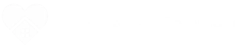 Logo blanc de l'association Ma Santé Ma Commune avec un cœur et une maison suivi du titre Ma Santé Ma Commune